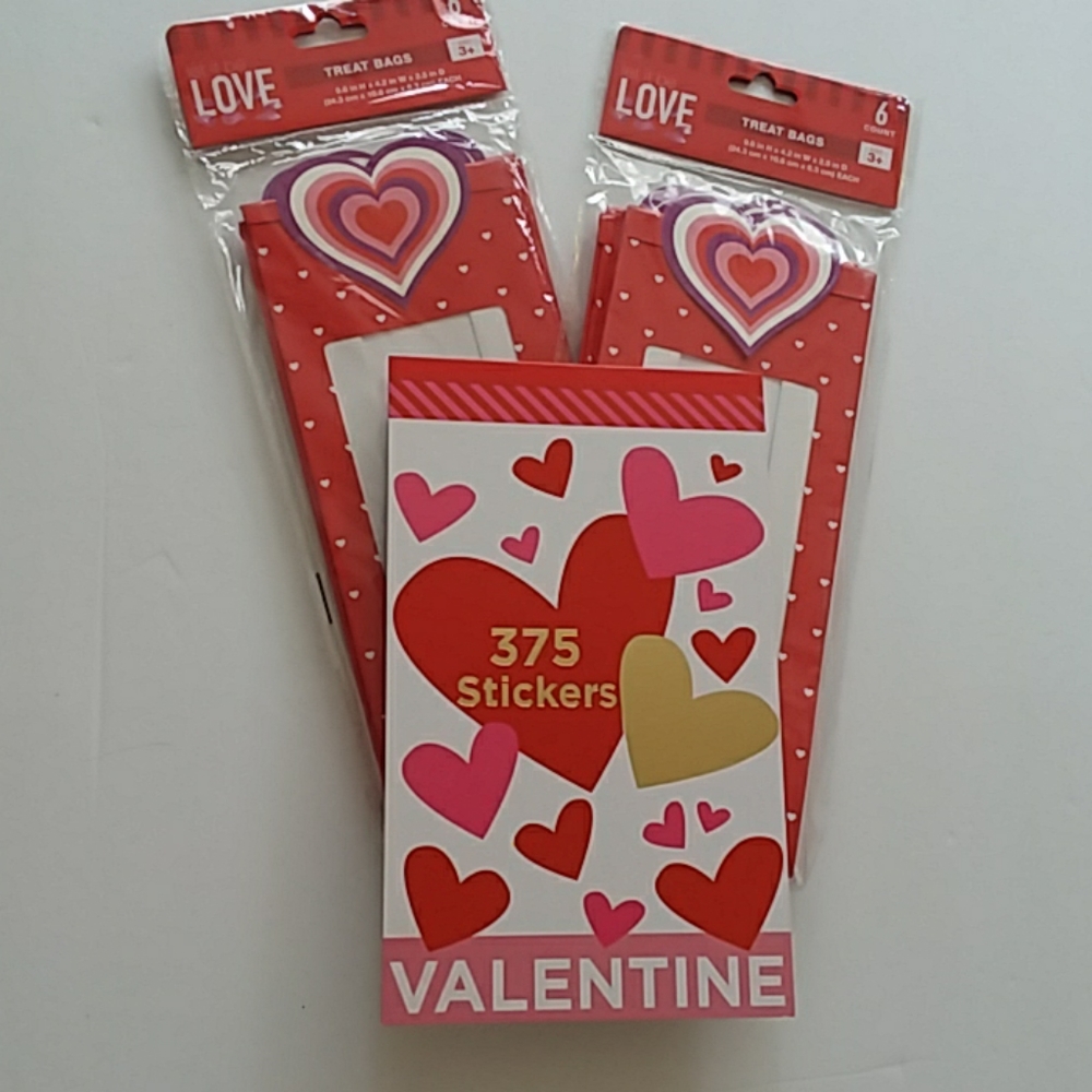 3 PIECE LOVE SET STICKERS BAGS, NONE SAY VALENTINE